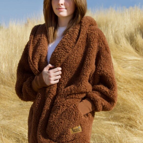 Nordic Beach Sweaters - Nordic Beach Women's Sherpa Fleece Open Front Hooded Body Wrap One Size Fits All